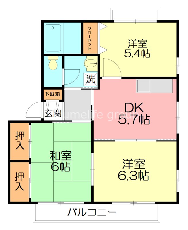 ドミール城山Ⅲ 201号室 間取り