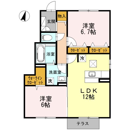 ロイヤルタウンKG　B棟 101号室 間取り