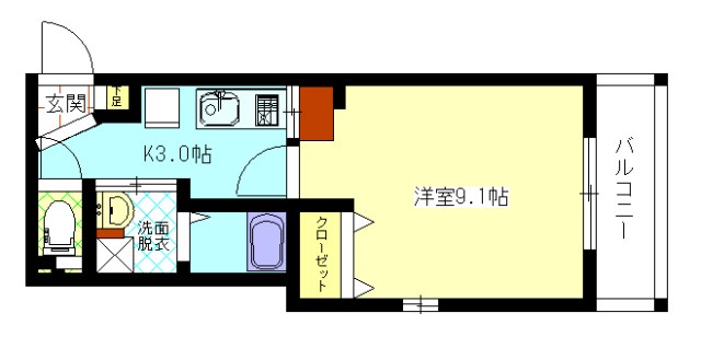 グリーンヒル冷泉通 406号室 間取り