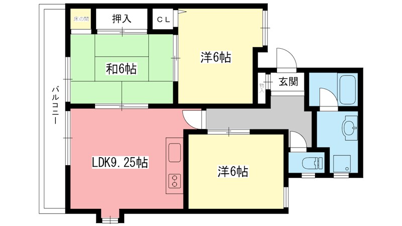 グリーンヒル北白川 25号室 間取り