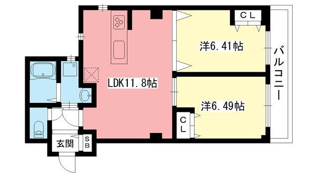 グリーンヒル北山通 202号室 間取り