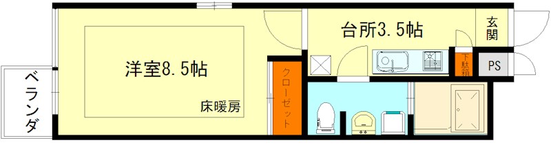 グランコスモ今出川 404号室 間取り