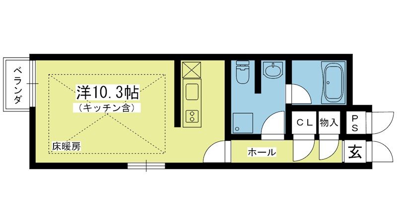 グランコスモ今出川 102号室 間取り