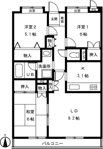 グリーンガーデン石神井 104号室 間取り