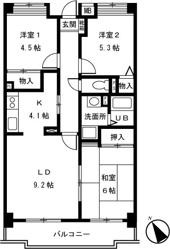 リヴィエール一橋学園 103号室 間取り