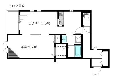 サンスカイ東松原 302号室 間取り