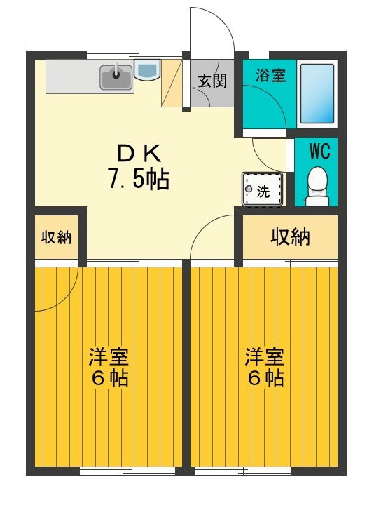 シティハイムシンメイＢ 0107号室 間取り