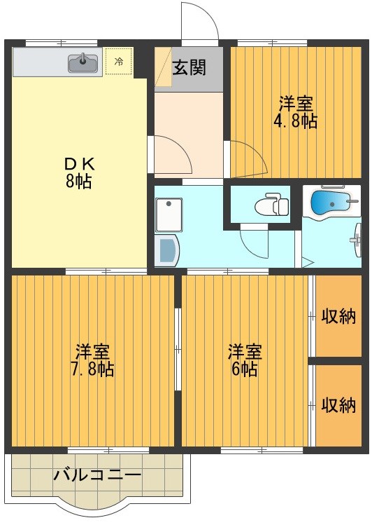 サンレイクⅠ 0202号室 間取り