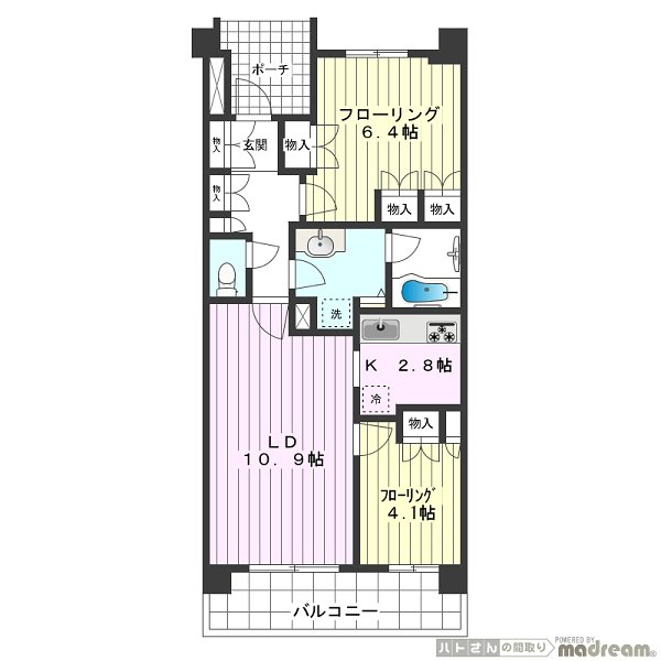 プライムメゾン武蔵野の杜 0106号室 間取り