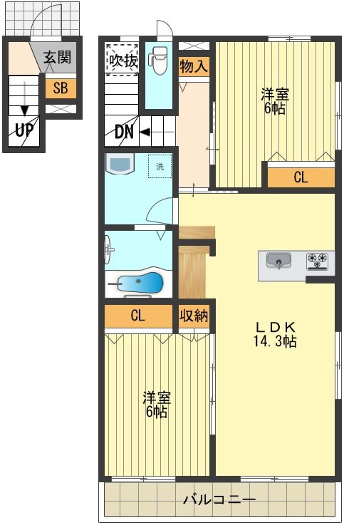 メゾンChelseaⅡ番館 0203号室 間取り
