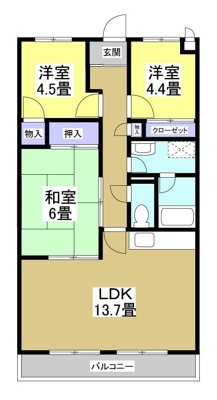 クラウンハイツ 206号室 間取り