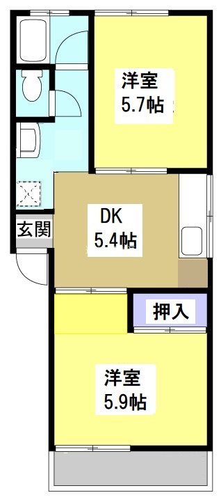 杉山ハイツＡ 102号室 間取り