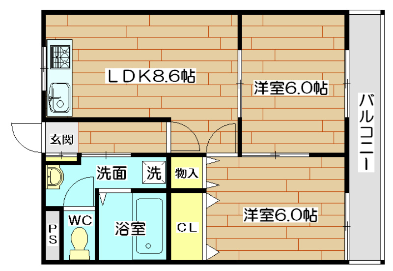 パームヒルズ 303号室 間取り