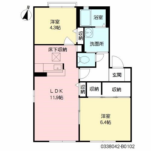 ディアス茶屋の原　B棟 間取り