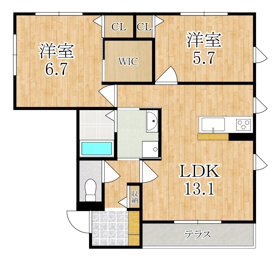 フォレナUNEBI 101号室 間取り