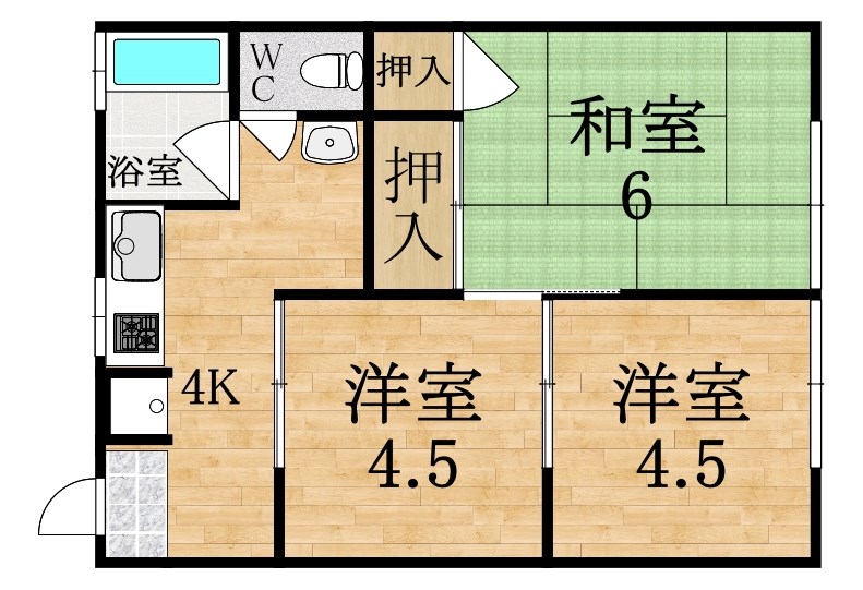 マンション甘樫 102号室 間取り