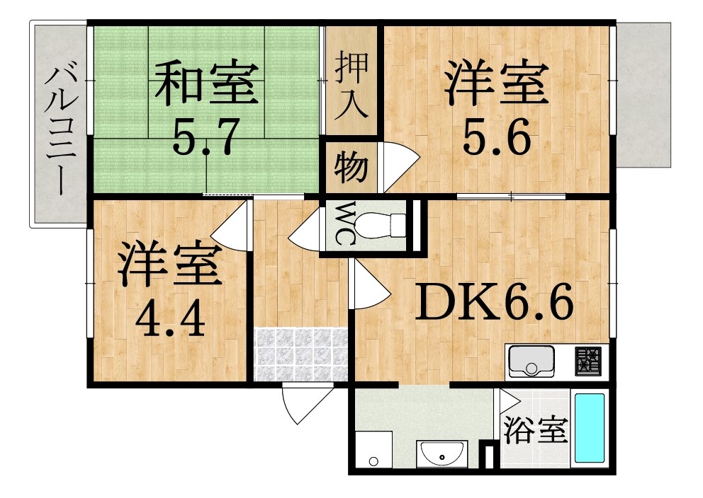 パティオふじ　Ｂ棟 101号室 間取り