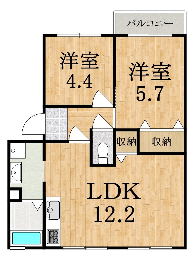 パティオふじ　Ｂ棟 101号室 間取り