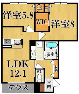 ボヌール 102号室 間取り