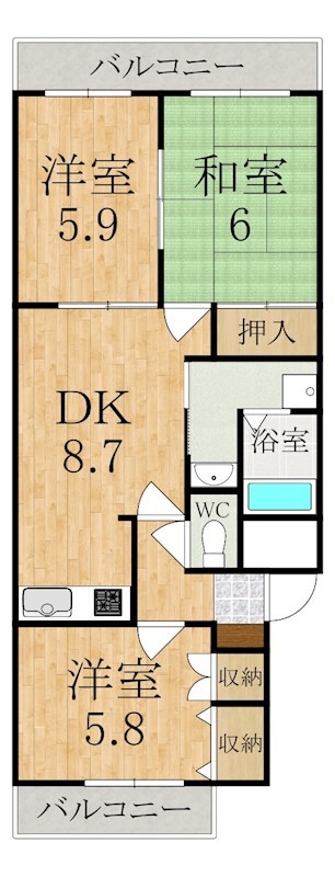 モアイーストⅥ 202号室 間取り