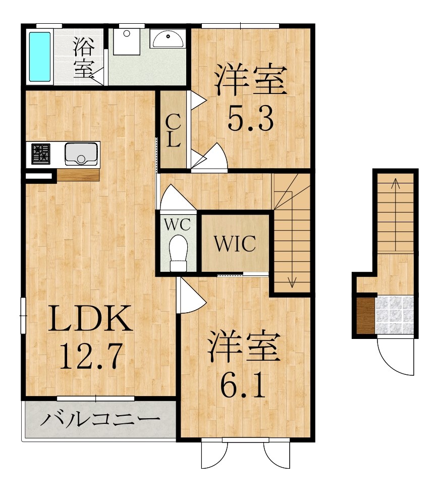 サニーサイド　F棟 201号室 間取り