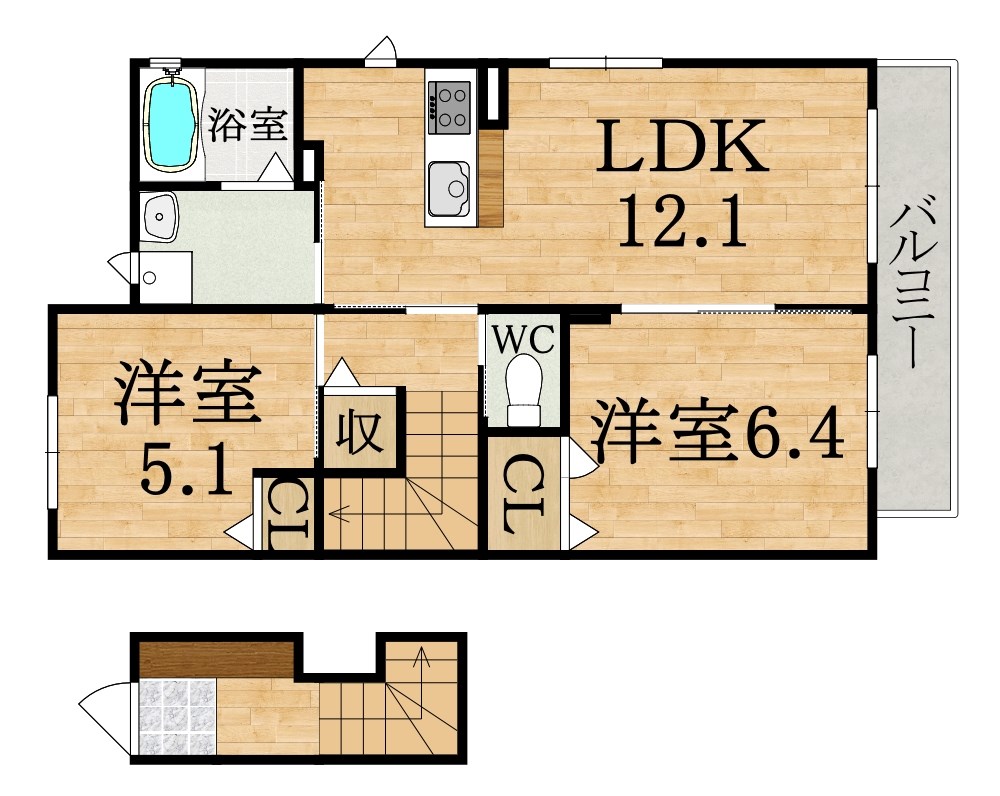 プレミールkiki B棟 201号室 間取り
