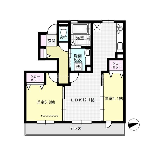 木犀館Ⅱ 101号室 間取り