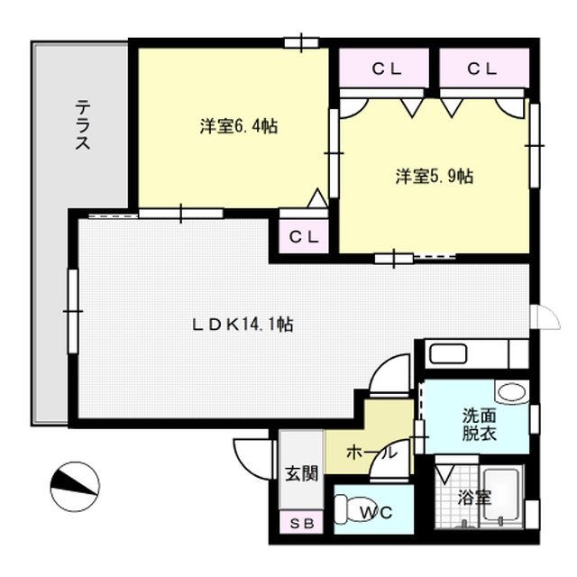 カーサ・ミアA棟 101号室 間取り