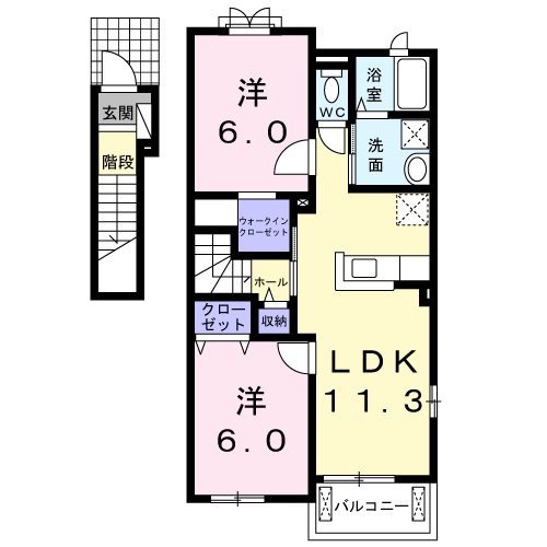 シャンプラトーⅠ 201号室 間取り