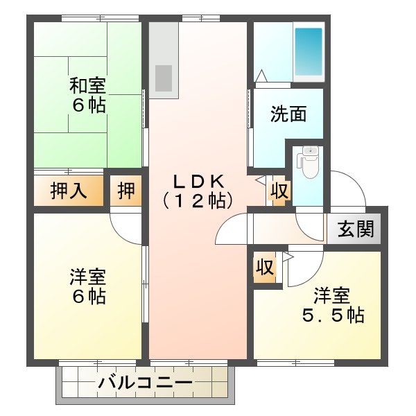 ガーデンハイツ四ツ池C 201号室 間取り