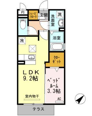 プリマテラッセ 303号室 間取り