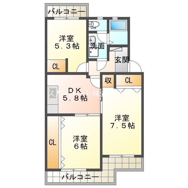 サンパーラ松本 102号室 間取り