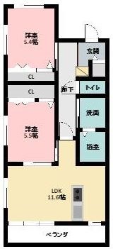 ル・リオン初生 201号室 間取り