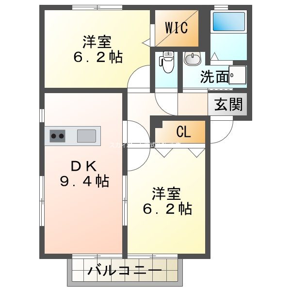 グランディアコートＡ 202号室 間取り