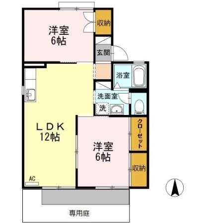セジュールひだ 102号室 間取り