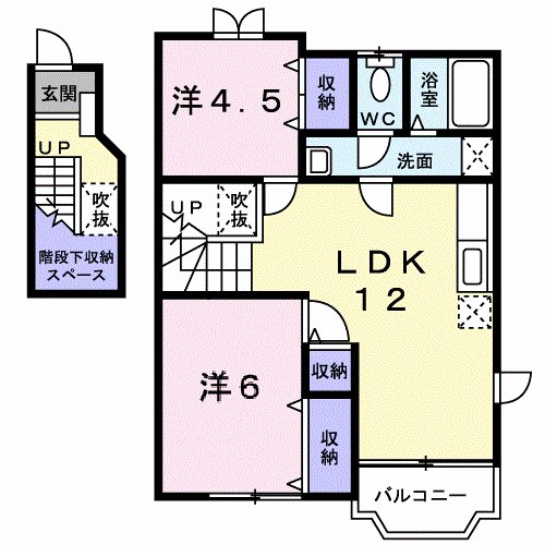 ハピネス 201号室 間取り