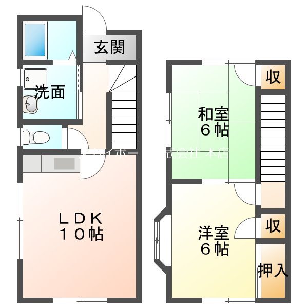 テラスハウス高丘B 2号室 間取り