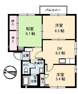 ディアスしまなみ B棟 B206号室 間取り