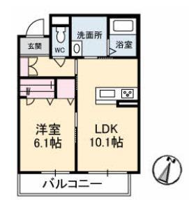 アトリエール上分 202号室 間取り