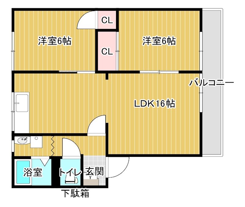 サンビルト山内 203号室 間取り