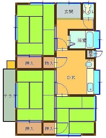 山口ＹＡ貸家（平屋） 間取り
