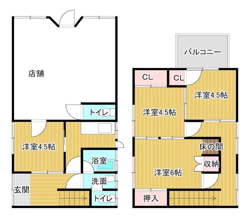 石田店舗付き住宅 間取り