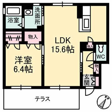 サンライズＳＡＫＡＩ　Ｂ 102号室 間取り