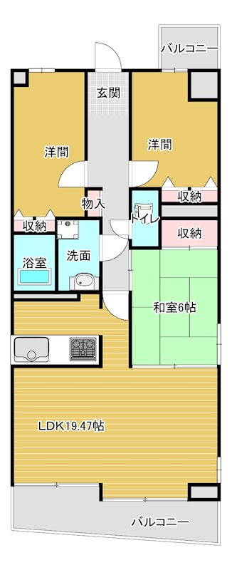 ダイアパレス新居浜繁本町３０８号室 間取り