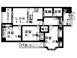 グランコート・ディファレンス 401号室 間取り