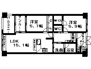 グランコート・ディファレンス 406号室 間取り