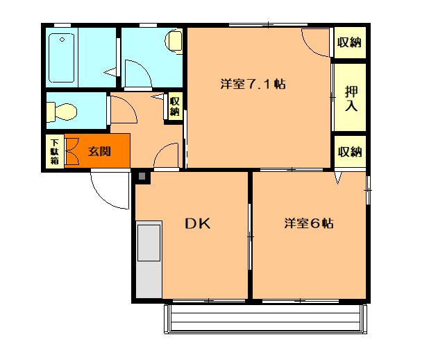 コーポビューラー【積水ハウス施工玄関キーはデジタルキー】 201号室 間取り