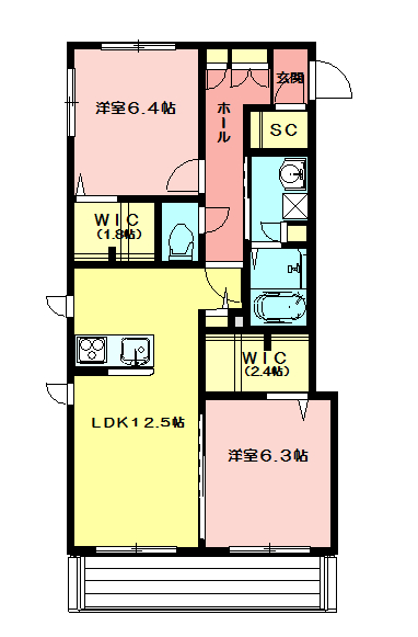 グリナージュ岸町Ⅰ　【積水ハウス施工シャーメゾン】 201号室 間取り