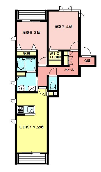グリナージュ岸町Ⅱ【積水ハウス施工シャーメゾン】 201号室 間取り
