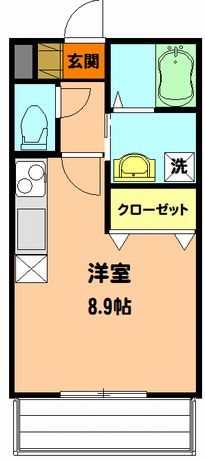 CASA北与野【セキュリティシステムがあるワンルーム】 間取り